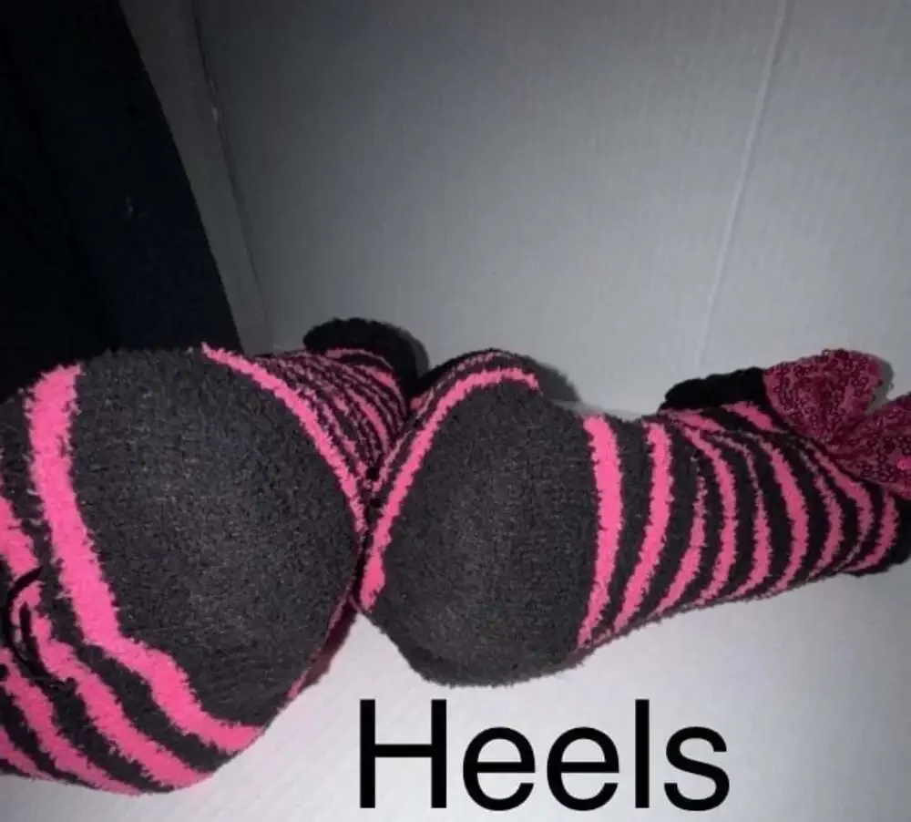 Betsey Johnson Pink and Black Striped Skull Cozy Slipper Socks
